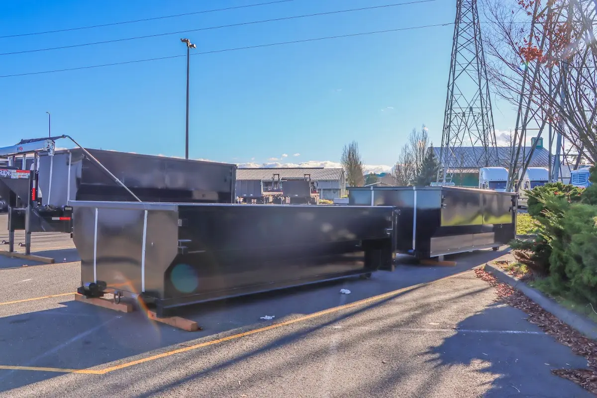 Roll-off dumpster ready for waste disposal at job site for Construction Dumpster Rental in Green River